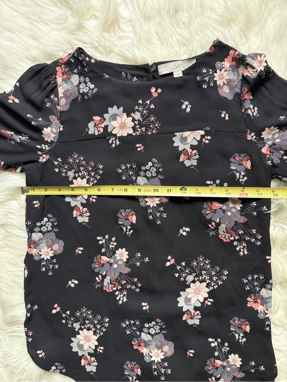 Loft Floral Long Sleeve Blouse Size Small Black and Pink - Picture 5 of 5